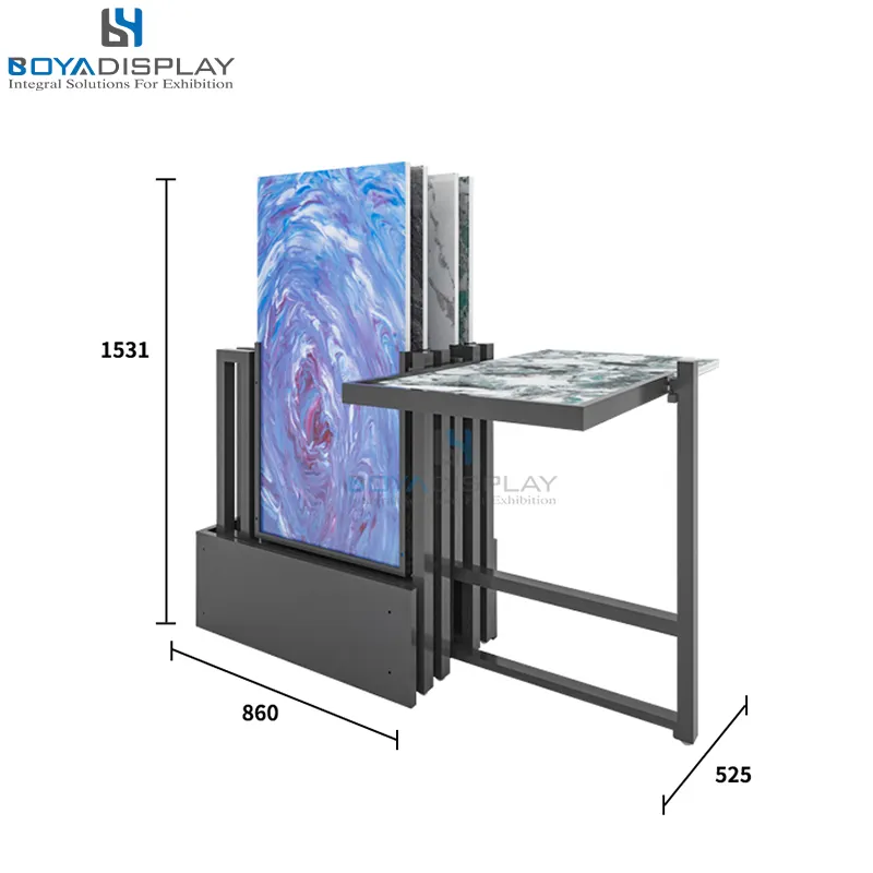 Personalizado rotativo quartzo cerâmica mármore Showroom Display Rack Stand Metal Counter Display Stand