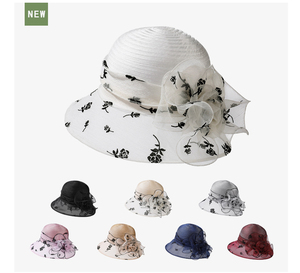 Verano Mujer Flor arco protector solar Kentucky Derby sombreros para mujer Iglesia boda playa gorra de sol - Product Image 4