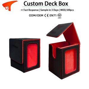 Torson Wholesale Caja de cartas de cubierta de cuero personalizable con esquinas cuadradas y ventana, para más de 100 cartas con funda individual, con divisores laterales de PP - Product Image 1