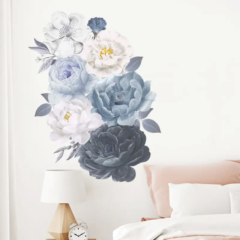 3 Colors White Blue Black Peony Wall Mural Elegant Blooming Flowers Wallpaper For Bedroom Warm Home Decoration Wall Stickers