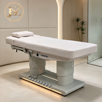 Table de massage électrique professionnelle à 4 moteurs, inclinable, chauffante, avec mousse à mémoire de forme et commande au pied pour salon de beauté