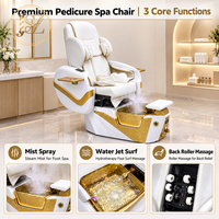 Fauteuil de pédicure de luxe en or blanc avec fonction de massage électrique et de bain de pieds à remous et brume