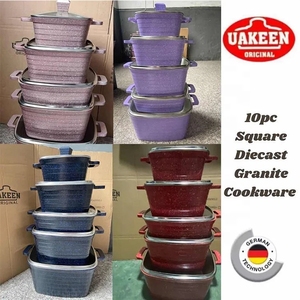 Juego de 10 Ollas y Utensilios de Cocina Antiadherentes de Granito y Mármol con Revestimiento de Fundición a Presión - Product Image 4