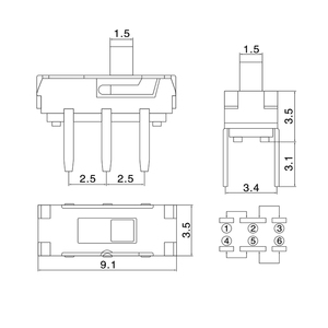 Hete Verkoop 2 P 2T 2 Positie Mss22d18 Dip Miniatuur Schakelaar 6 Pin Handvat Hoogte 2.0Mm/4.0Mm Schuifschakelaar - Product Image 6