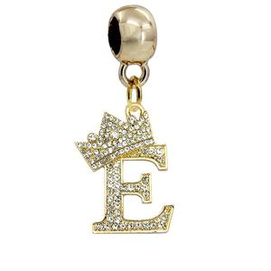 Pulsera Europea DIY con Incrustaciones de Metal, Diamantes de Imitación, Cristal, <span class=keywords><strong>Capital</strong></span>, Colgante, 26 Letras, Corona Inglesa - Product Image 5