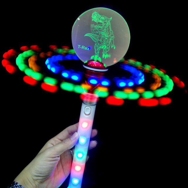 OEM Customized Logo New Hand-heldSpining Wands Plastic Flashing Led Light up Spinner Wand Toys