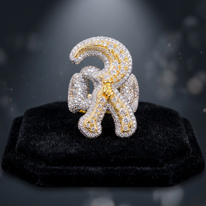 Bague en Moissanite Plaquée Or de Luxe avec Design Géométrique, Bijoux Hiphop Personnalisés pour Mariage et Anniversaire - Product Image 1