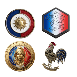 Épinglette personnalisée en émail souple pour la Fête de la Bastille, en alliage de zinc, souvenir de la Fête nationale française, épinglette de revers, drapeau français, badge en métal émaillé dur - Product Image 1