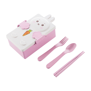Wheat Straw BPA Free Custom Logo Packaging student Bento Lunch Box Leakproof For Kids with lid