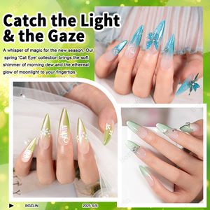BOZLIN Spring Series Emerald Cateye <span class=keywords><strong>UV</strong></span> Gel Polish TPO HEMA Free Cat Eye Gel Vernis À Ongles Personnalisé Votre Marque Magnétique Gel Polish - Product Image 6