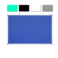 Tablero de anuncios de tela azul con logotipo personalizado, marco de aluminio de 45x60 cm, material de corcho para reuniones de oficina y exhibición de mensajes