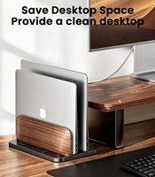 Support vertical pour ordinateur portable [Support en bois à double fente] Base réglable pour MacBook Pro/Air (jusqu'à 17,3 pouces)