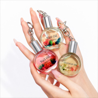 Minyak Kutikula Portabel dalam Bentuk Gantungan Kunci 14ml, Minyak Revitalisasi Kuku dengan Bunga Kering untuk Hadiah Pemberian Salon Kuku