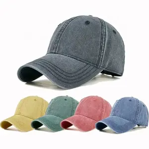 Vintage soft top acid wash out cotton unstructured sports dad hats gorras gorro denim distressed washed baseball dad hat