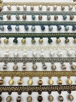 Accessoires de garniture de dentelle de frange de pendentif en polyester 100% avec des perles et pour la sangle de bordure de rideau