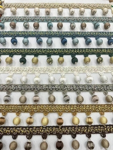 Accessoires de garniture de dentelle de frange de pendentif en polyester 100% avec des perles et pour la sangle de bordure de rideau - Product Image 3