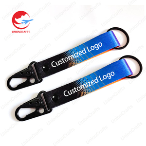 Bán buôn tùy chỉnh dây đeo cổ tay in logo dây đeo cổ tay vòng chìa khóa xe máy khâu Keychain Keyring - Product Image 3