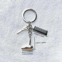 Lot de porte-clés de coiffeur en gros, en métal 3D, ciseaux, sèche-cheveux, peigne, pour souvenirs et cadeaux de salon de coiffure
