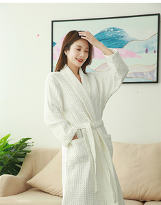Four Plus Size Cotton <strong>Waffle</strong> Bathrobe Luxury Hotel Robe for Couples Good Water Absorption Summer Autumn Home <strong>Dressing</strong> <strong>Gown</strong> - Product Image 2