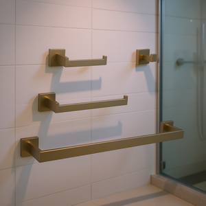 Set di Accessori per Bagno in Ottone Spazzolato, Design Contemporaneo da Parete, Forma Lineare 25 Pollici - Product Image 2