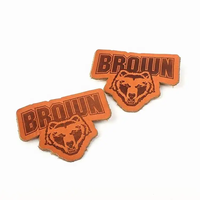 Écussons en cuir véritable marron de haute qualité, forme personnalisée, logo animal, pressage à chaud, pour chapeaux et vestes