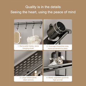 ชั้นวางของในห้องน้ำแบบติดผนังสามชั้น ไม่ต้องเจาะผนัง ชั้นวางของในห้องอาบน้ำ - Product Image 5