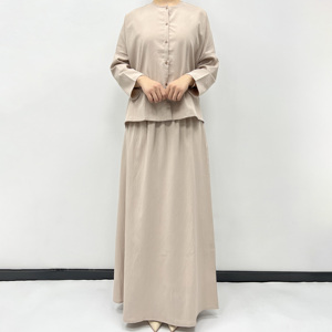 <span class=keywords><strong>Ensemble</strong></span> Abaya Jumpsuit Confortable pour Femmes Musulmanes - Tenue de Bureau Modeste Couleur Unie avec Pantalon - Vêtement Islamique Tendance - Product Image 3