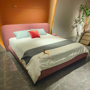 Cama Doble Moderna de Lujo, Tapizada en Cuero, con Base de Madera, Estilo Princesa - Product Image 1