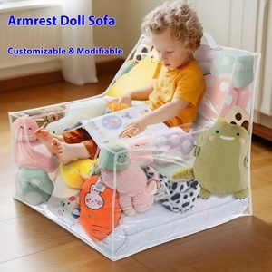 <span class=keywords><strong>Housse</strong></span> de <span class=keywords><strong>chaise</strong></span> de rangement de jouets pour enfants en Pvc Transparent haute capacité, grand sac de rangement de poupée de tabouret de rangement de jouets en peluche imperméable - Product Image 5