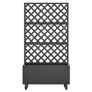 Jardinière noire en métal avec treillis, écran d'intimité, pot de fleurs roulant, jardinière surélevée pour balcon, patio, cour - Product Image 6