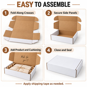 Caja de cartón corrugado con exterior blanco limpio e interior marrón natural para envíos de comercio electrónico y embalaje minorista. - Product Image 1