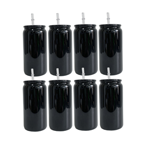 Prêt à expédier : Gobelet en verre noir de 16 oz pour transfert DTF UV, entrepôt USA, en borosilicate, avec paille en plastique transparente - Product Image 5