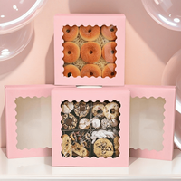 Adorables Cajas Rosas para Pastelería con Ventana Transparente |   Empaque Ecológico para Pasteles, Galletas y Donas, Empaque para Productos de Panadería