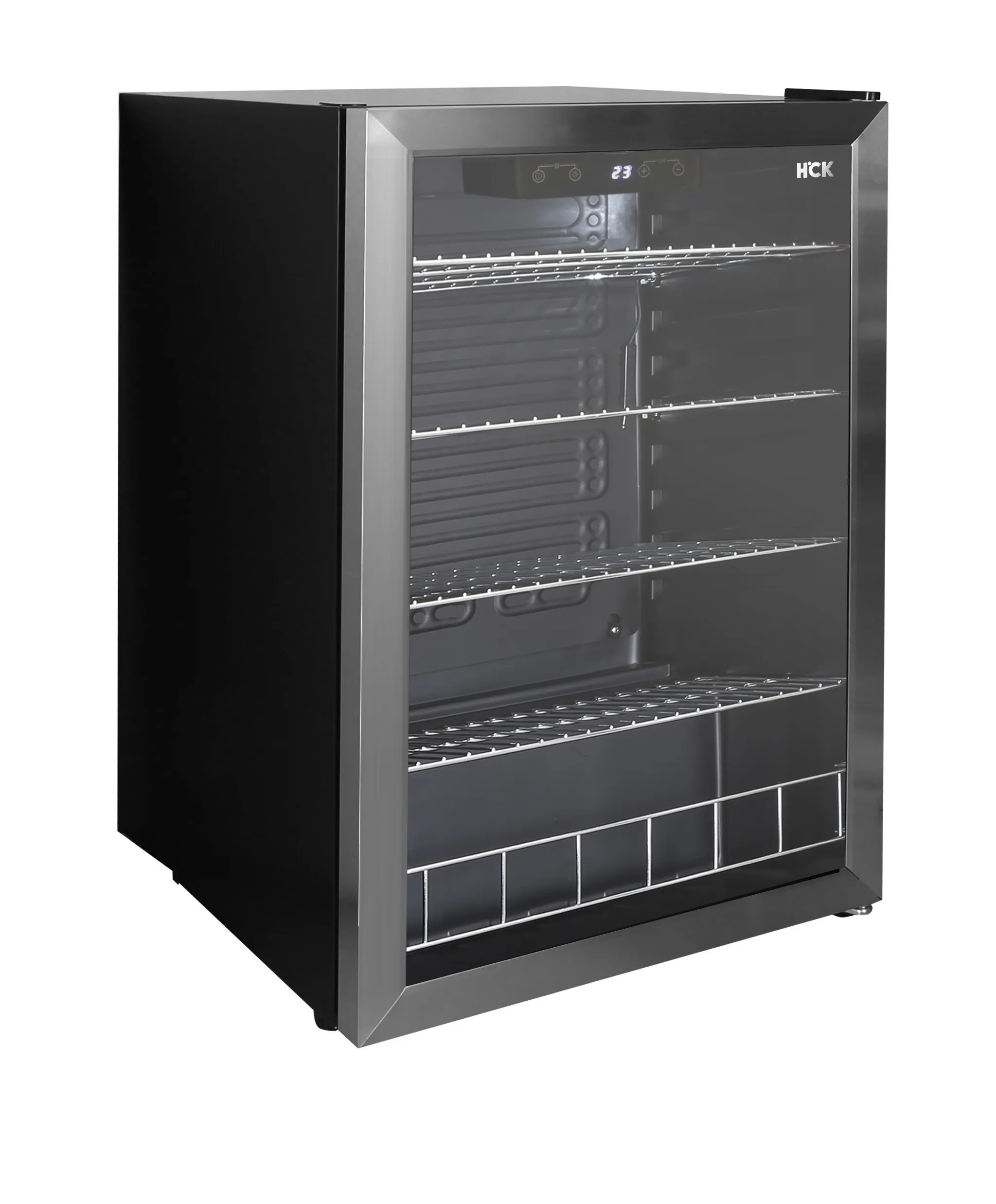 HCK 130L เครื่องดื่มขนาดกะทัดรัดตู้เย็นและเย็นที่มีประตูกระจกและชั้นวางปรับสำหรับ158สามารถดื่มตู้เย็น