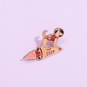 Galactic Rover pin Enamel kartun lucu hewan ruang anjing astronot anak anjing naik roket kuningan kerah lencana bros Logo unik - Product Image 1