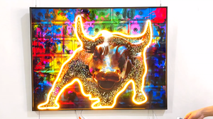 Décoration Murale Populaire : Tableau en Porcelaine Cristalline Effet Diamant avec Lumière LED, Motif Animal Vache Porte-Bonheur, Graffiti sur Toile, Art Pop - Product Image 5