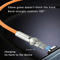 Kabel USB C ke USB C Grosir, Kabel Putar 180 Derajat Dua Kepala, 240W, 2-Pack, Kabel Pengisi Daya USB 2.0 Tipe C untuk iPhone 15 17 18