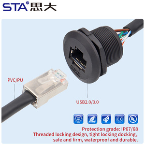 Tùy chỉnh RJ45 không thấm nước cắm kim loại kết nối Cat6 Bảng điều khiển gắn kết giao diện Mạng Adapter <span class=keywords><strong>Ethernet</strong></span> Cáp mở rộng - Product Image 4