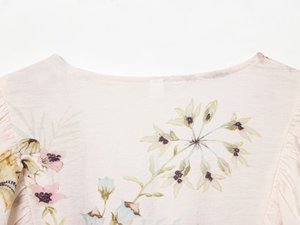 Kemeja wanita model baru 2026, gaya kasual dan modis, kerah V, motif print, tali serut, retro, chic, lengan pendek. - Product Image 6