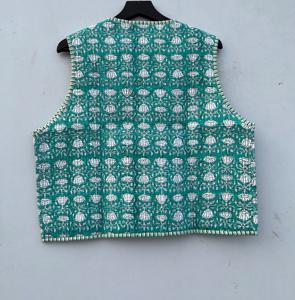 Chaleco de algodón con estampado Floral sostenible para mujer, cuello en V con parte delantera abierta y borlas, chaleco de longitud corta para Otoño/Invierno, ropa exterior - Product Image 3