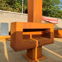 Poêle extérieur en acier corten rouillé - Modèle JBL-01 JBL Garden durable, chauffage au gaz naturel et au bois