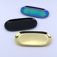Plateau rectangulaire personnalisé en acier inoxydable, plateau métallique, plateaux roulants en acier inoxydable, plateaux à tabac pour boutique de fumeurs