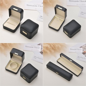 Luxury Classic Eco-friendly PU Leather Flip Jewelry Box Velvet Lining Rectangle Shape Square Pattern for <b>Necklace</b> Ring Display - Product Image 4