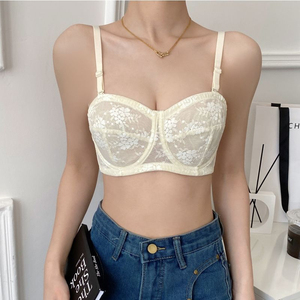 Reggiseno push-up senza spalline in pizzo da donna Wildness, bralette balconette <span class=keywords><strong>con</strong></span> <span class=keywords><strong>ferretto</strong></span> senza imbottitura, reggiseno bandeau convertibile multiuso per donna - Product Image 4