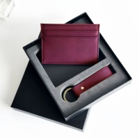 Porte-cartes en cuir PU personnalisé avec logo Bona, ensemble porte-clés, texture grainée, grande capacité, porte-badge, cadeau exquis