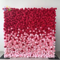 Décor de fête de révélation de sexe de bébé F333, garçon ou fille, toile de fond murale florale, panneau mural 5D 7D, rouleau de fleurs artificielles en soie rose pour mariage