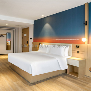 Ensemble de meubles de chambre d'hôtel 3 étoiles sur mesure, lit en bois contreplaqué moderne pour hôtel d'affaires économique, mobilier de chambre d'hôtes pour motel - Product Image 1