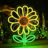 Enseigne lumineuse LED néon en acrylique motif tournesol, décoration murale pour chambre, salon, salle de jeux, fête d'anniversaire/de Noël, IP65, idéale pour l'aménagement paysager