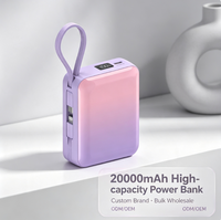 Batterie externe Li-Polymère 20000mAh, charge rapide PD 35W, mini chargeur portable, affichage numérique, OEM ODM, logo personnalisé, vente en gros d'usine