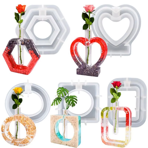 Eco-Friendly Heart and Flower Pot Silicone Cake Moulds for DIY Home Decor <b>Epoxy</b> <b>Resin</b> Vase Model Mix251208 Packaged in OPP Bag - Product Image 3